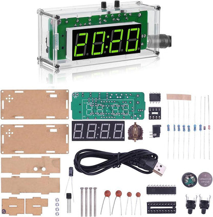 4-Digit DIY Digital Kit with Acrylic Shell, Electronics Alarm Soldering Practice Kit for Students and Diyers, DIY Soldering Project Kit for School Learning and Home Office Use Soldering Soldering Kit