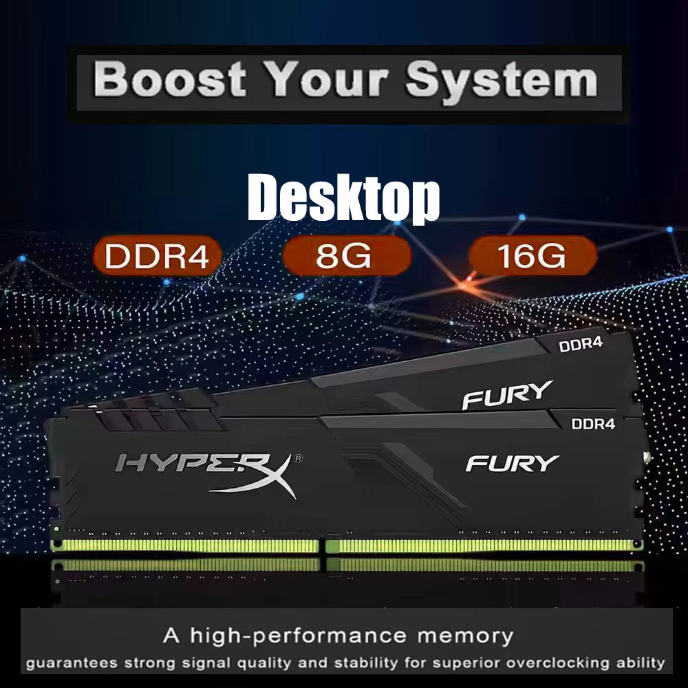 HYPER FURY RAM DDR 4 16GB 32GB 2666Mhz 3200 Mhz Desktop Memory UDIMM PC4 Ddr4 Ram 16Gb Memoria Ddr4 3200 DDR4 Memory for PC