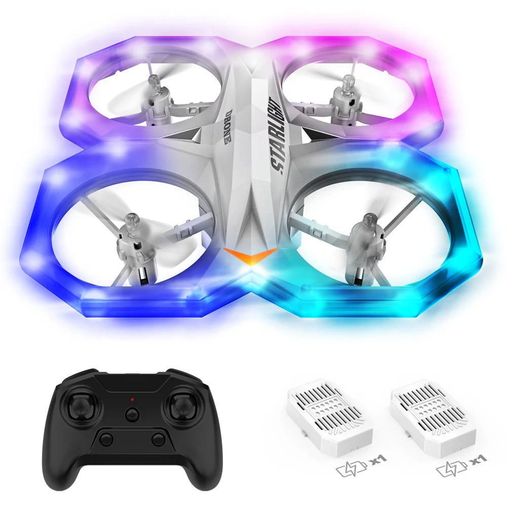 Mini Drone, RC Quadcopter with Multi-Color Leds and Extra Battery for 5-12 Kids and Beginners, White