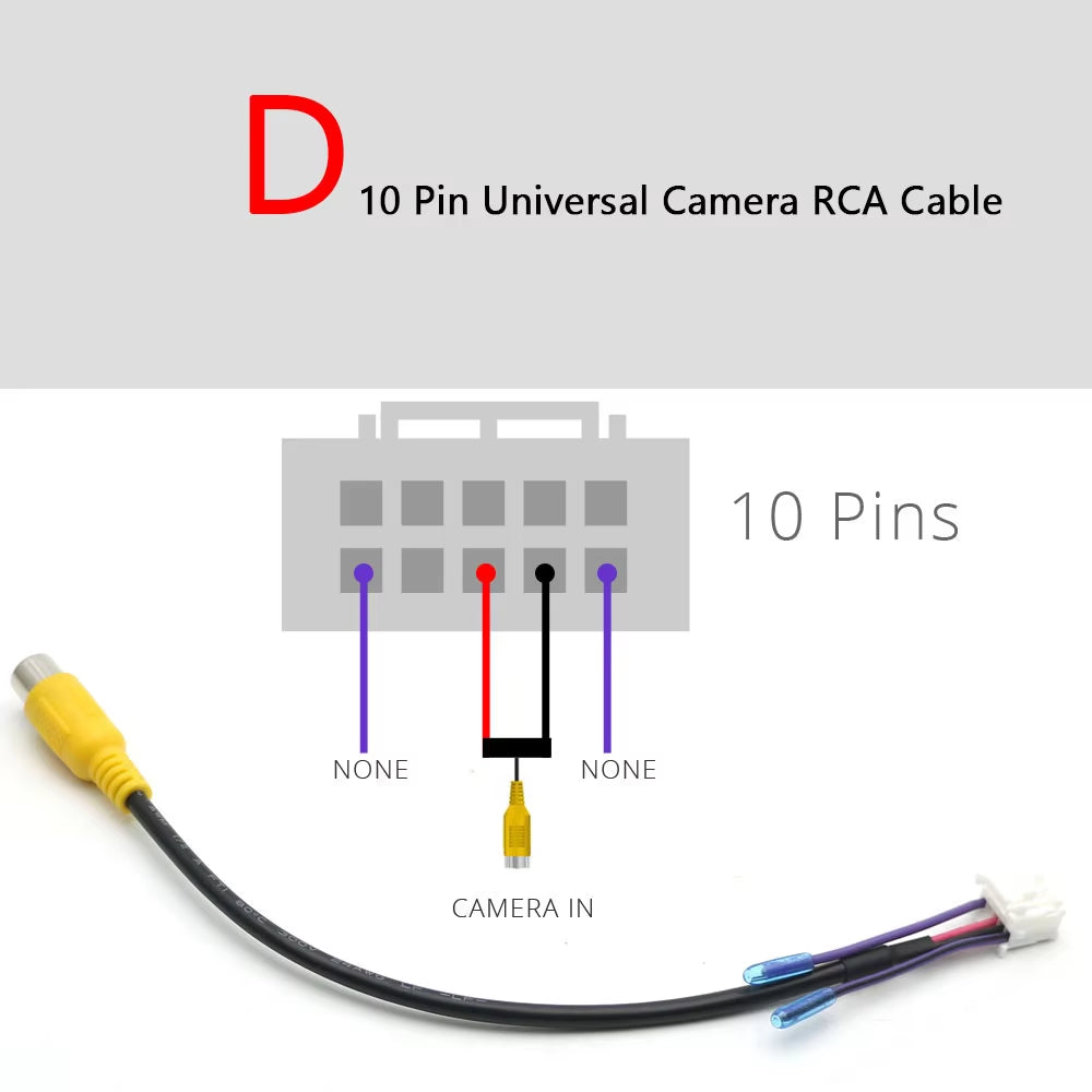 Universal 6 8 10 12 Pin Car RCA Rear View Camera Video Input Cable Adapter Wiring Connector Android Radio Accessories