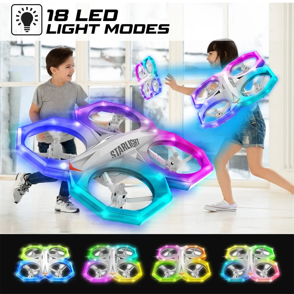 Mini Drone, RC Quadcopter with Multi-Color Leds and Extra Battery for 5-12 Kids and Beginners, White