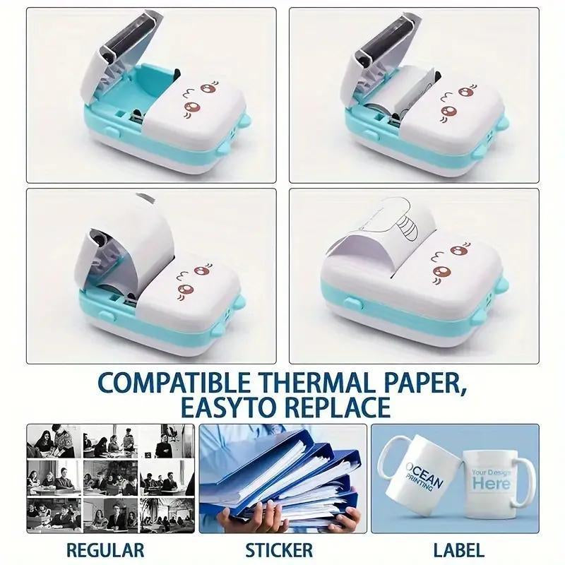 Mini Printer, Wireless Mini Photo Printer, Portable Mini Thermal Printer for Diaries, Study Notes