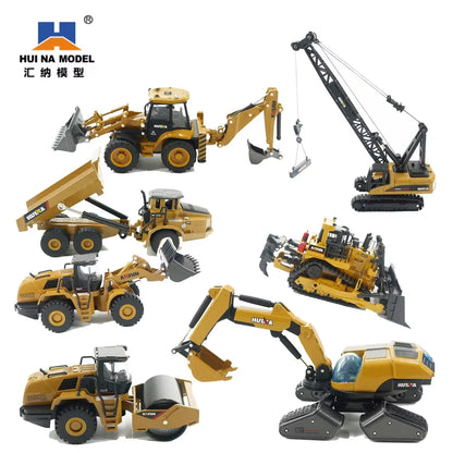 Huina 1:50 Static Mixer Dump Truck Loader Roller Engineering Vehicle Suit Excavator Model Children'S Toy Engineering Alloy Model