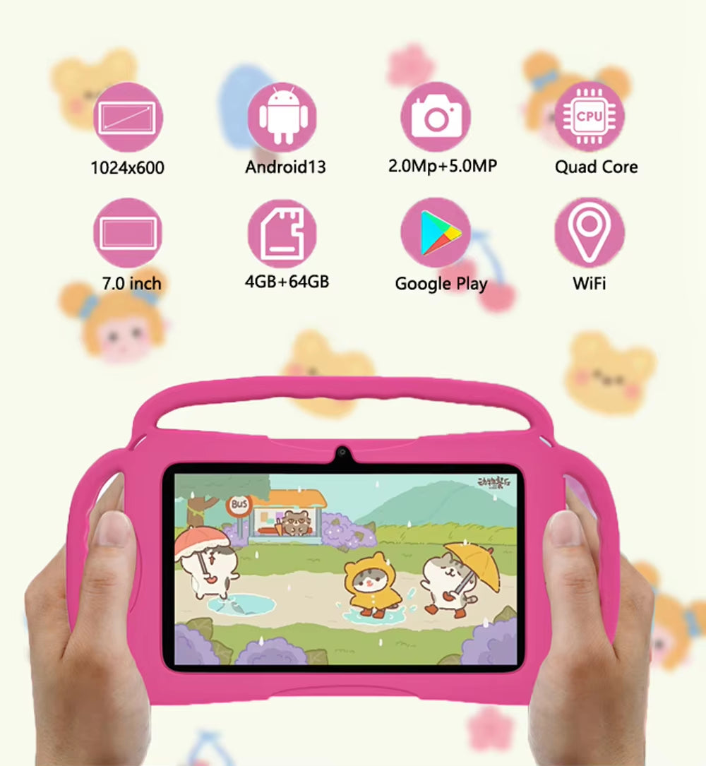 New 5G WIFI Children'S Tablet 4GB RAM 64GB ROM Portable Mini Tablet Quad Core Dual Camera 4000Mah Android 13