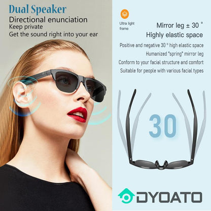 New Smart Wireless V5.3 Sunglasses Calls Music Playback Outdoor Sports Headphones Rechargeable Hd Lenses Black Technology Uv Protection,Waterproof.