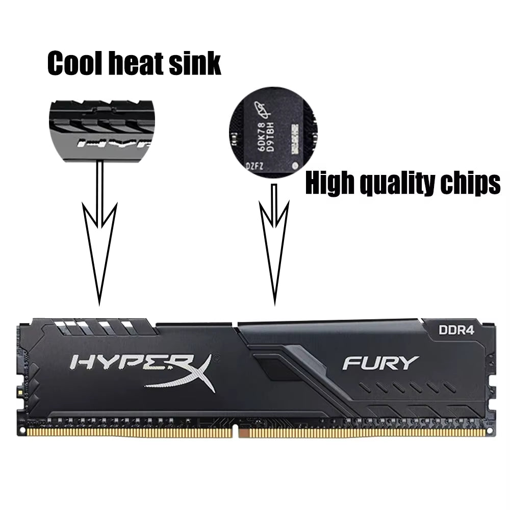 HYPER FURY RAM DDR 4 16GB 32GB 2666Mhz 3200 Mhz Desktop Memory UDIMM PC4 Ddr4 Ram 16Gb Memoria Ddr4 3200 DDR4 Memory for PC