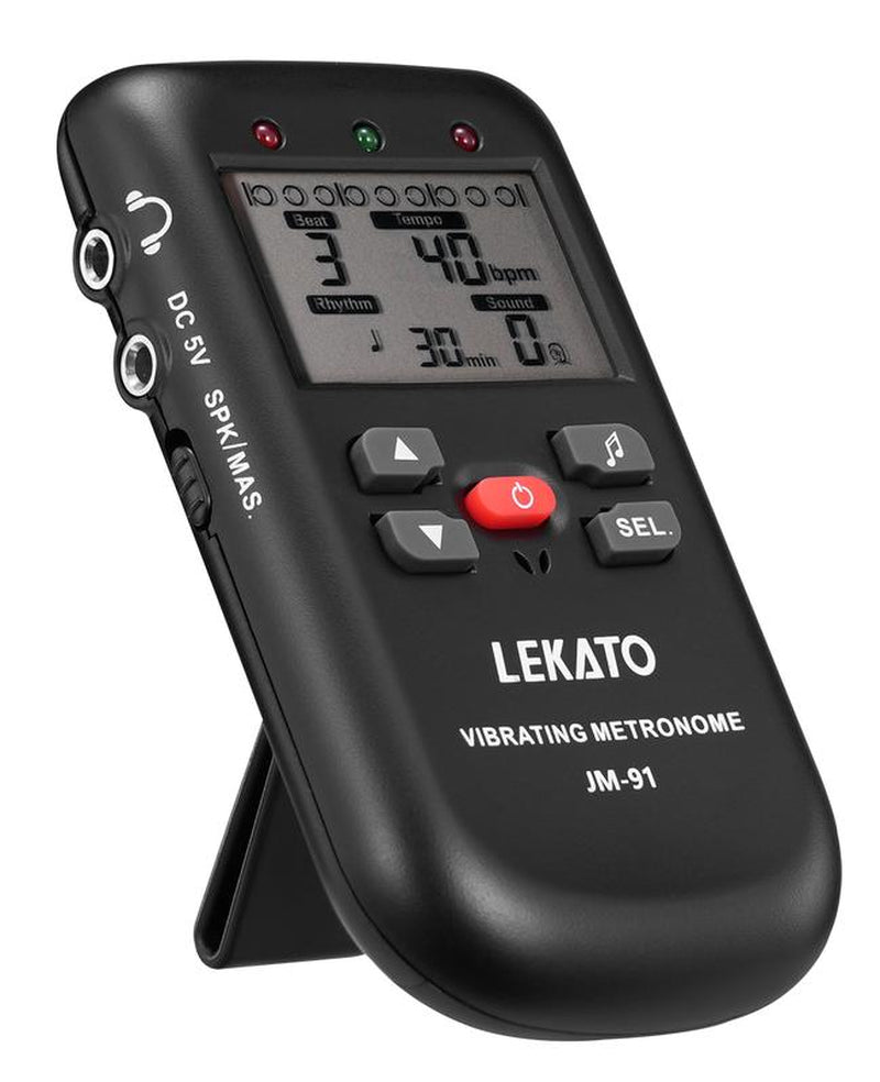 LEKATO JM-91 Vibrating Metronome, for Piano Guitar Drum Ukulele, Practice Electronic Digital Metronome, with Timer, Counts by Male/Female Vocal, Back to School