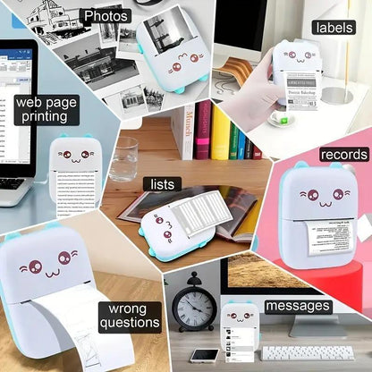 Mini Printer, Wireless Mini Photo Printer, Portable Mini Thermal Printer for Diaries, Study Notes