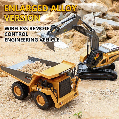 RC Excavator Dumper Car 2.4G Remote Control Engineering Vehicle Crawler Truck Bulldozer Toys for Boys Kids Christmas Gifts