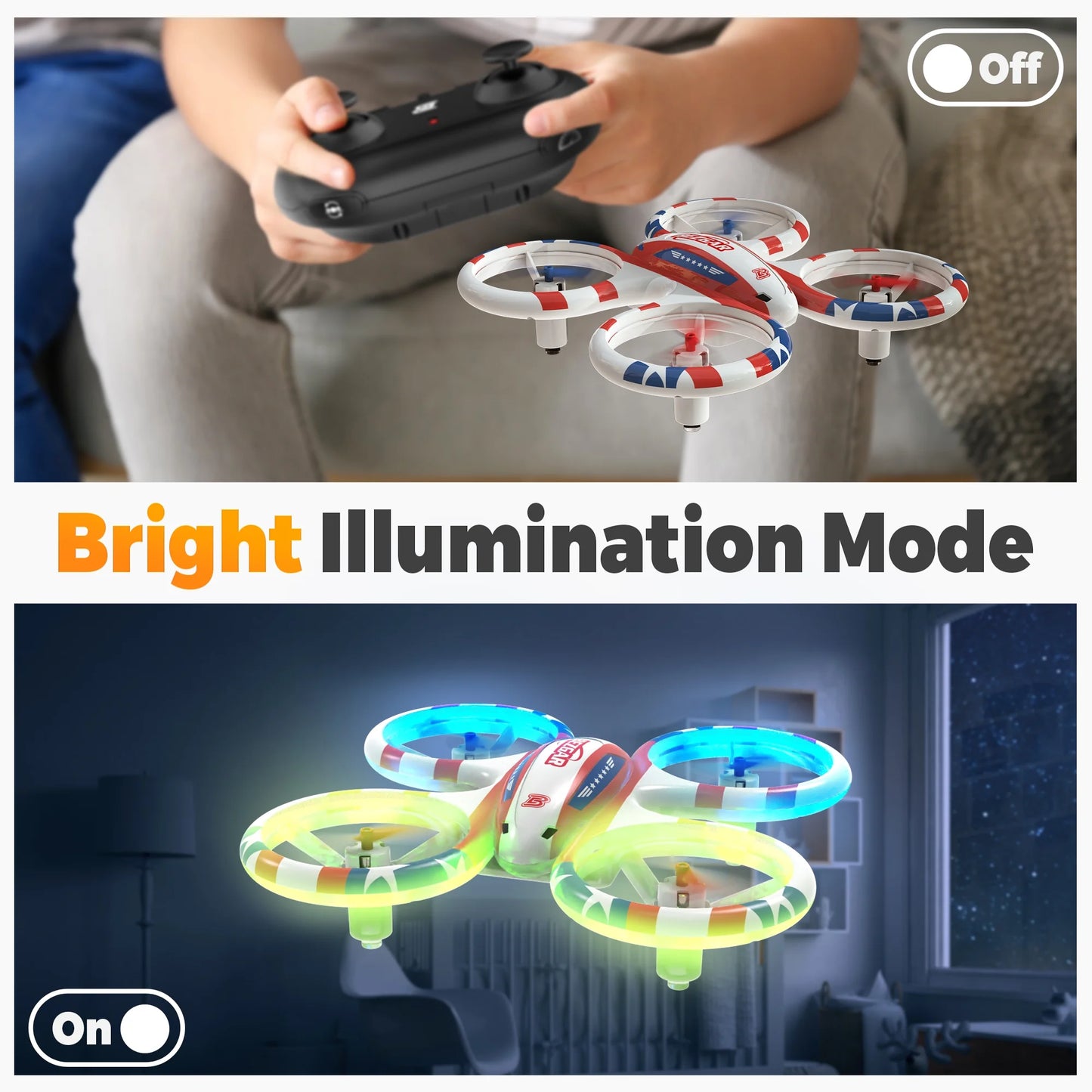 LED Stunt Drones Mini Drones for Beginners Kids, RC Quadcopter Elctronic Toys Gifts for Boys Girls, White