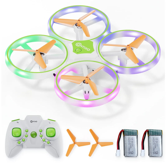 Dragonfly Mini Drone for Kids, Auto Takeoff, Altitude Hold, 360° Stunts, LED Lights, 16-Min Flight - Green