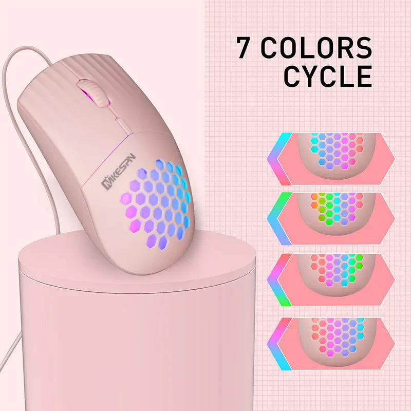 1600 DPI RGB Backlit Honeycomb Shell Mouse Wired RGB Gaming Mouse Usb/Type C Mice for Computer Ipad Tablet Macbook Air Laptop PC