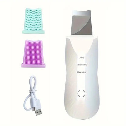 Electric Facial Skin Scrubber, Comfort Facial Deep Cleansing Tool, Skin Spatula, Facial Silicone Pore Cleaner, Rechargeable Electric Face Cleanser, USB Chargeable Ultrasonic Facial Pore Cleaner, Beauty Gifts, Skincare Tools