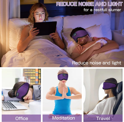 Sleep Headphones, Sleep Mask Bluetooth Wireless Music Eye Mask, Sleeping Headphones for Side Sleepers Sleep Mask with Bluetooth Headphones Ultra-Thin Stereo Speakers Perfect for Sleeping