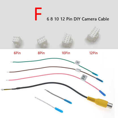 Universal 6 8 10 12 Pin Car RCA Rear View Camera Video Input Cable Adapter Wiring Connector Android Radio Accessories