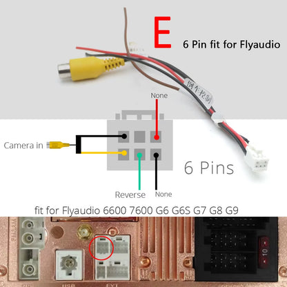 Universal 6 8 10 12 Pin Car RCA Rear View Camera Video Input Cable Adapter Wiring Connector Android Radio Accessories