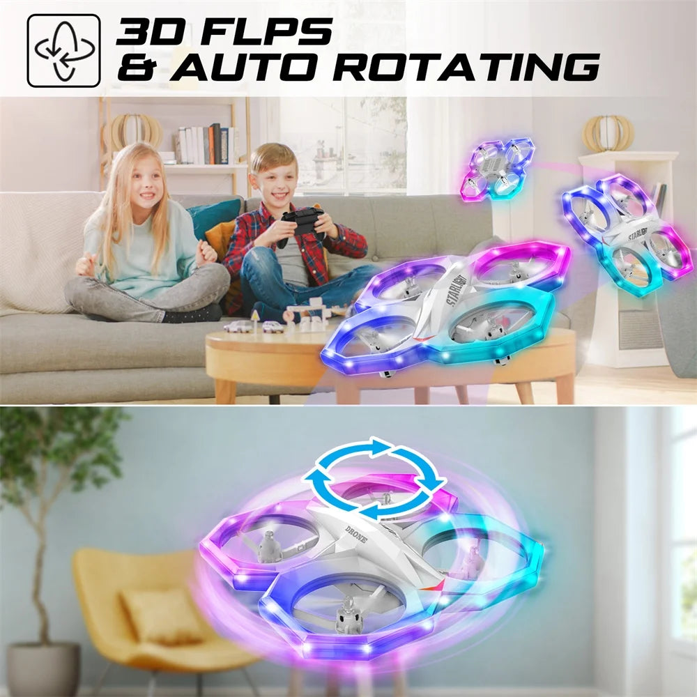 Mini Drone, RC Quadcopter with Multi-Color Leds and Extra Battery for 5-12 Kids and Beginners, White