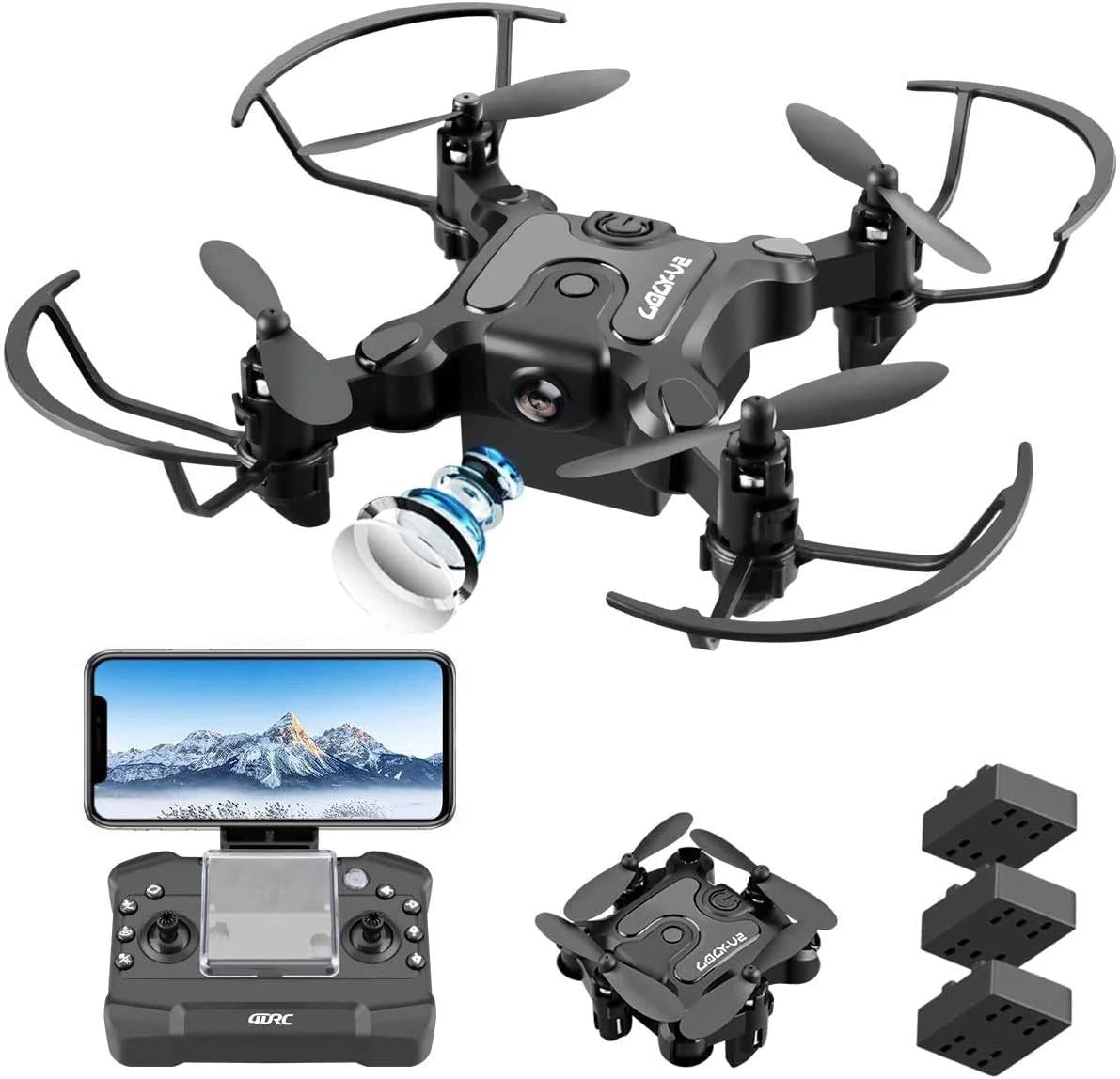 Mini Drone with 720P Camera for Kids and Adults, FPV Drone Beginners RC Foldable Live Video Quadcopter,3D Flips and Headless Mode,One Key Return,Altitude Hold,3 Modular Battery Black