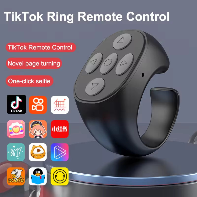 2024 Bluetooth Tiktok Remote Control Ring Gadget Flipping Selfie Fingertip Controller Give Likes 4 Buttons 10M for Iphone Xiaomi