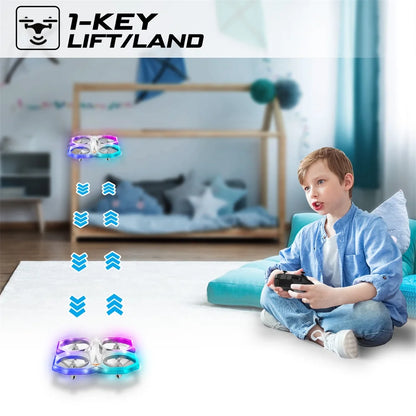 Mini Drone, RC Quadcopter with Multi-Color Leds and Extra Battery for 5-12 Kids and Beginners, White