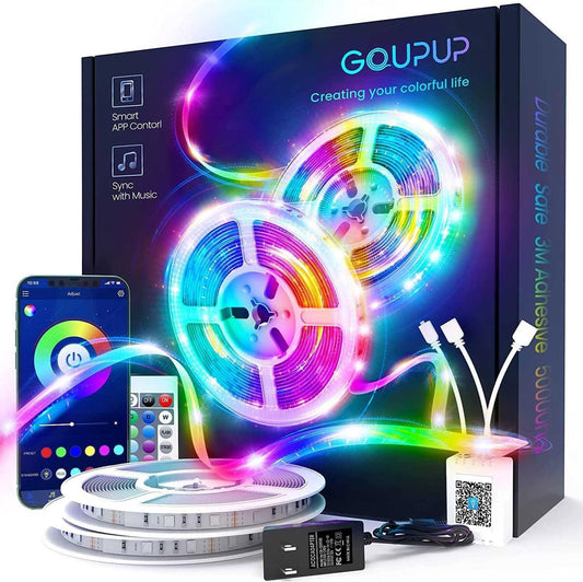 LED Strip Lights 100Ft, Rope Lights,Bluetooth APP Control,Color Changing RGB Strip, Sync with Music,Para Cuarto, for Bedroom Home Party Decoration