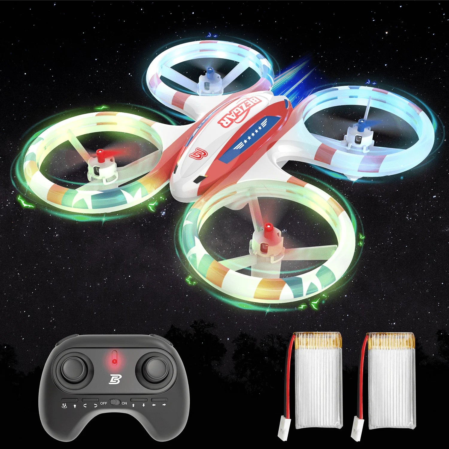 LED Stunt Drones Mini Drones for Beginners Kids, RC Quadcopter Elctronic Toys Gifts for Boys Girls, White