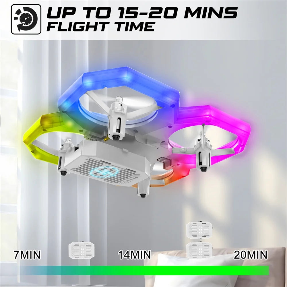 Mini Drone, RC Quadcopter with Multi-Color Leds and Extra Battery for 5-12 Kids and Beginners, White